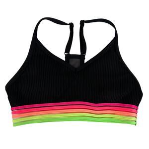 Victoria's Secret Pink Sport Black Rainbow Ultimate Lightly Lined Sports Bra XS
